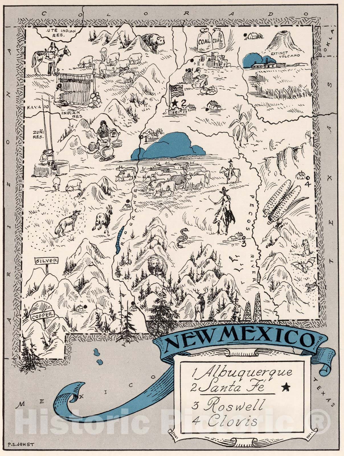 Historic Map : School Atlas Map, New Mexico. 1931 - Vintage Wall Art