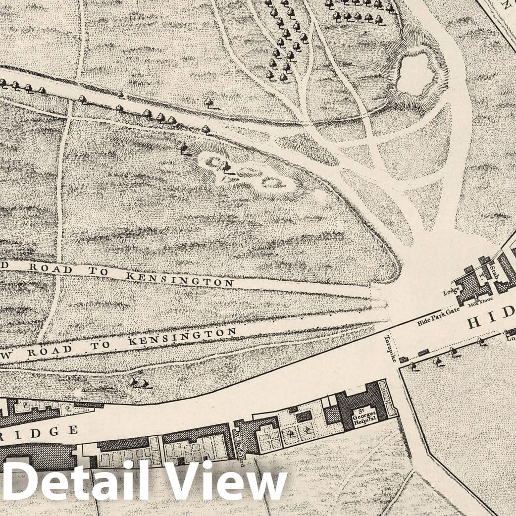 London, England - Sheet A 2 (b), 1746 - Rocque's Map of London Reproduction