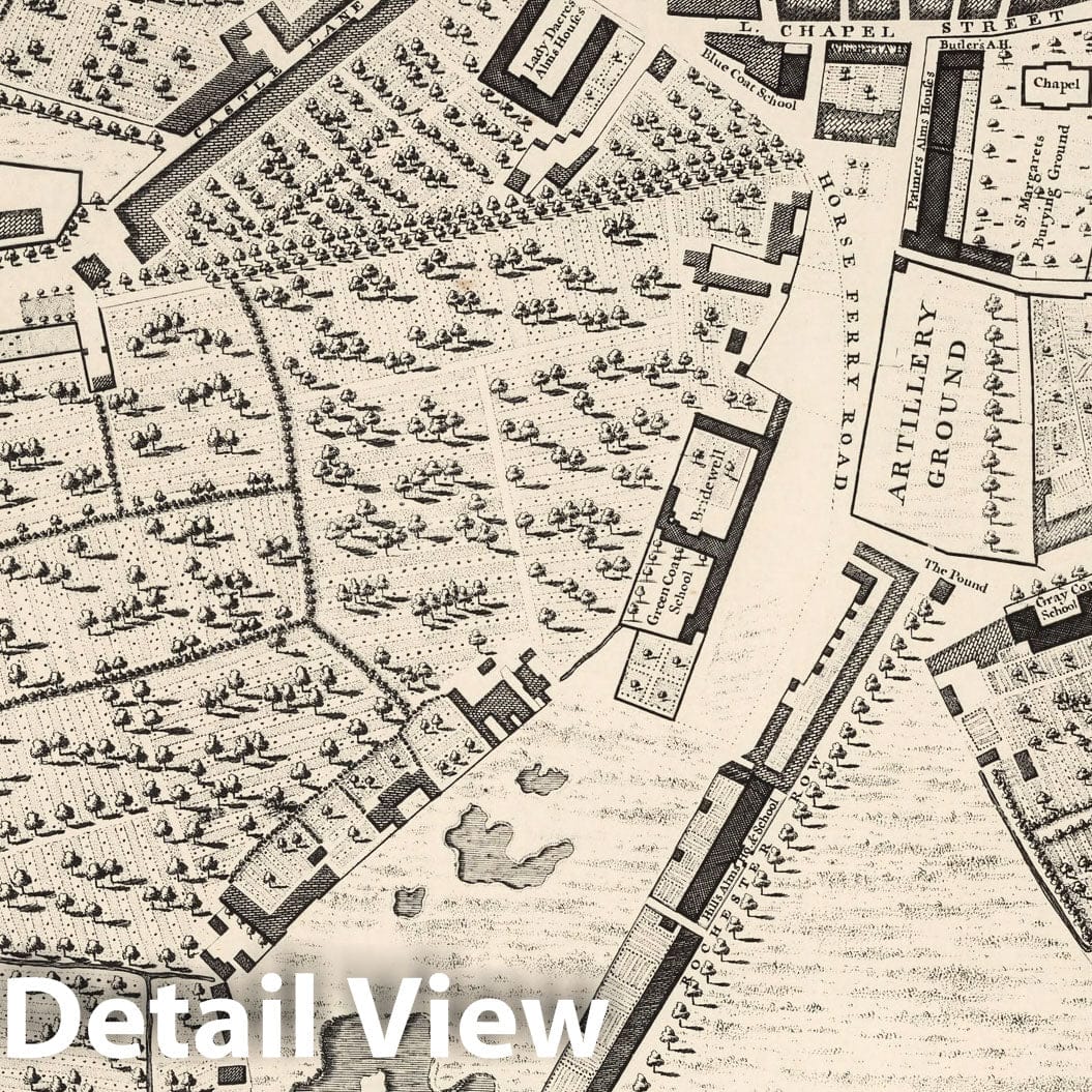 London, England - Sheet B 3 (a), 1746 - Rocque's Map of London Reproduction