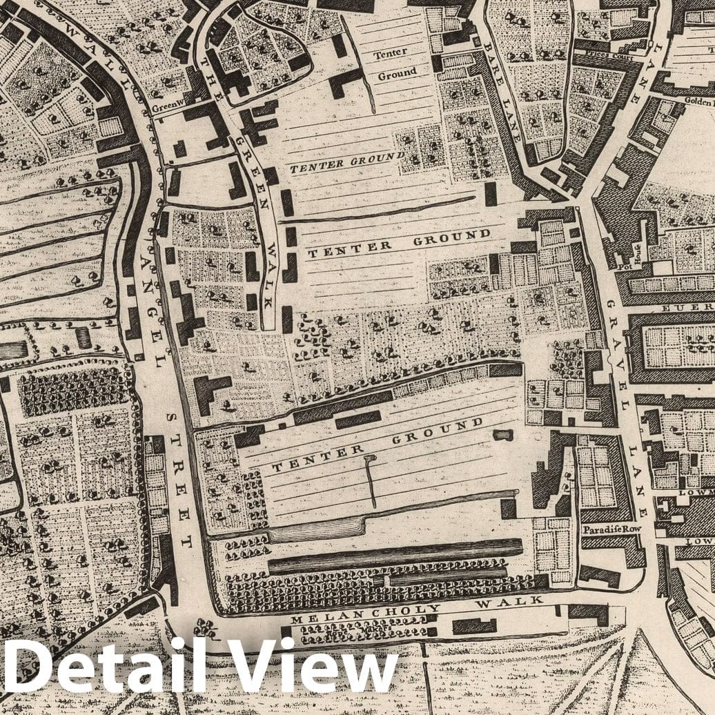 London, England - Sheet D 2 (b), 1746 - Rocque's Map Historical Reproduction
