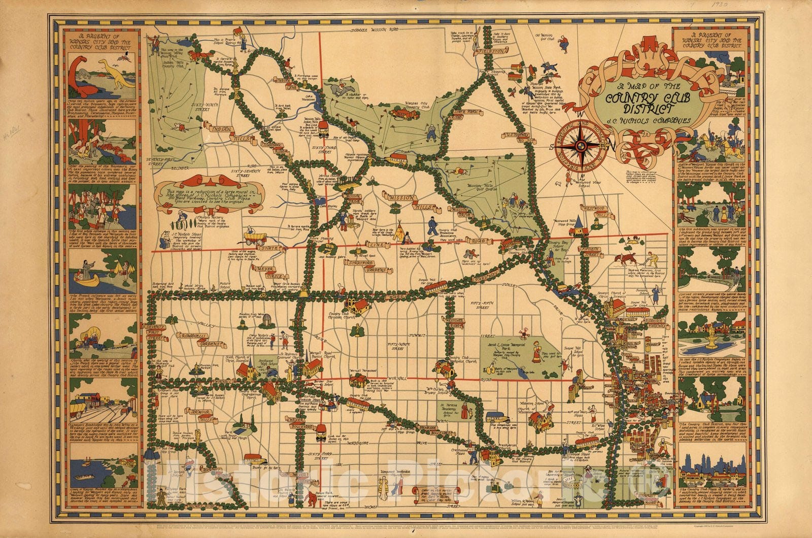 Country Club District, Kansas City, Missouri - Pictorial Map, 1930