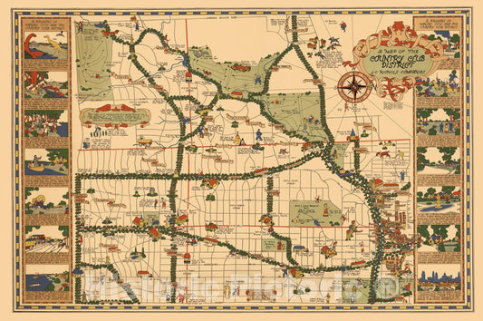 Historic Map - Map of the Country Club District (Kansas City, Missouri), 1930 - Vintage Wall Art