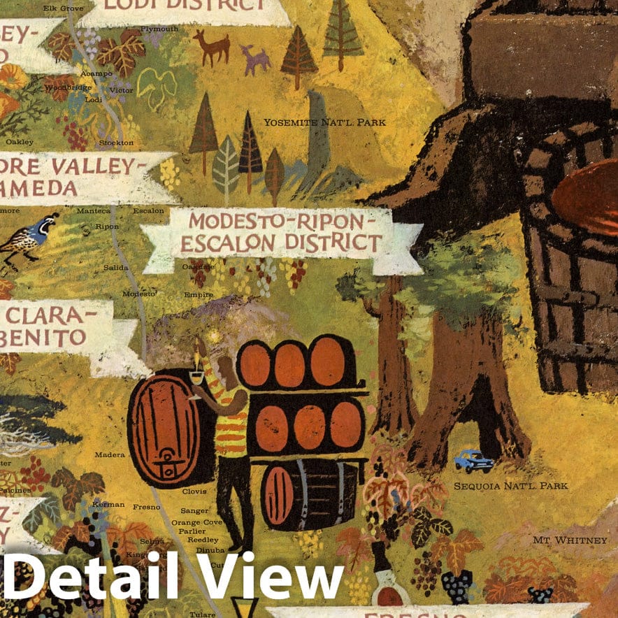 California - Pictorial Map, 1960 - Historical Map Print