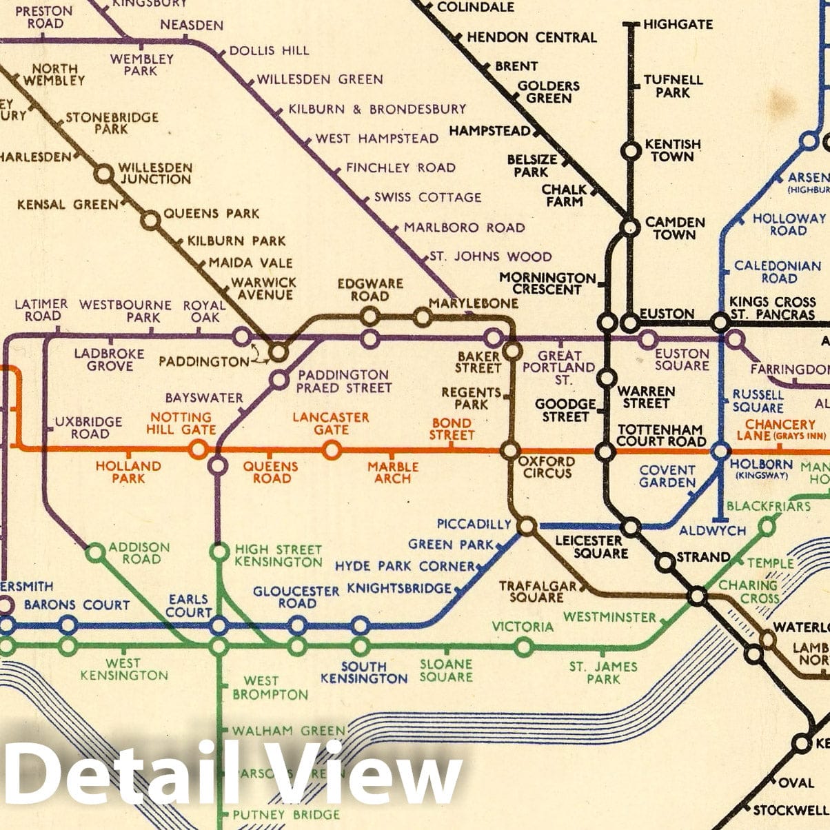 London Underground - Transit Map, 1934 - Historical Map Print