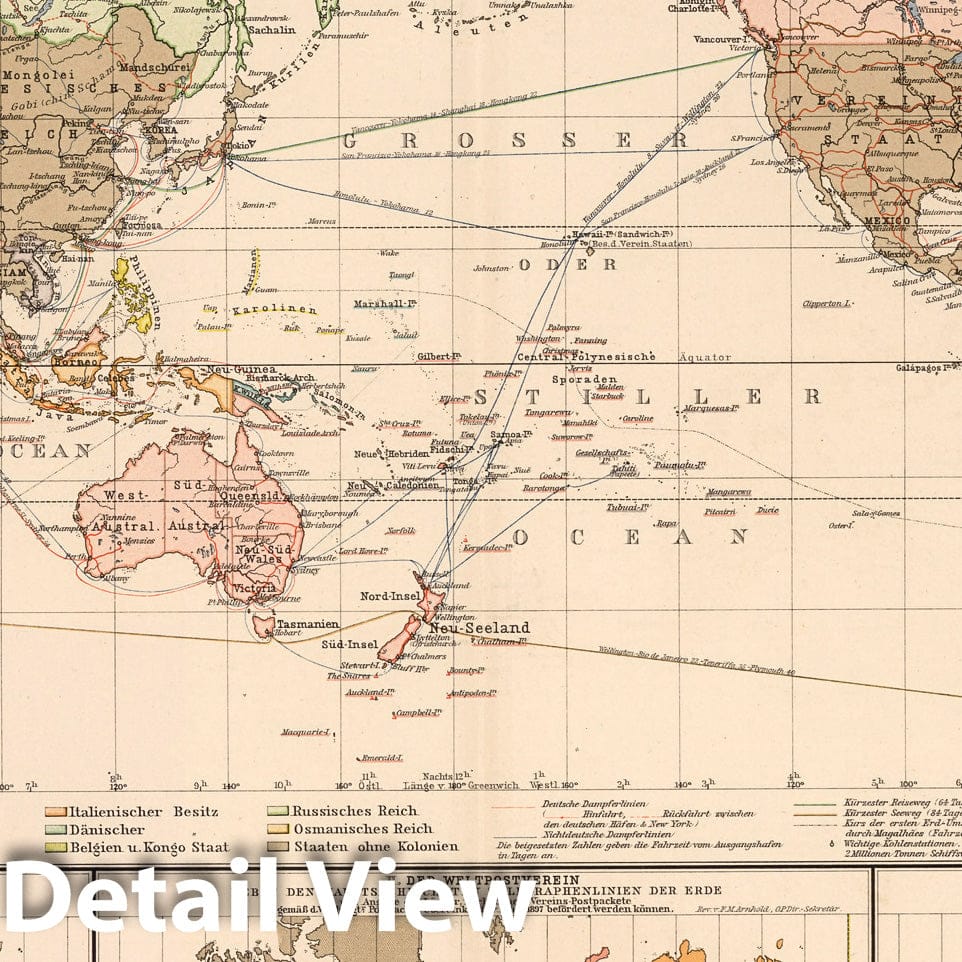 World Communications and Colonial Possessions - Railroad Map, 1899