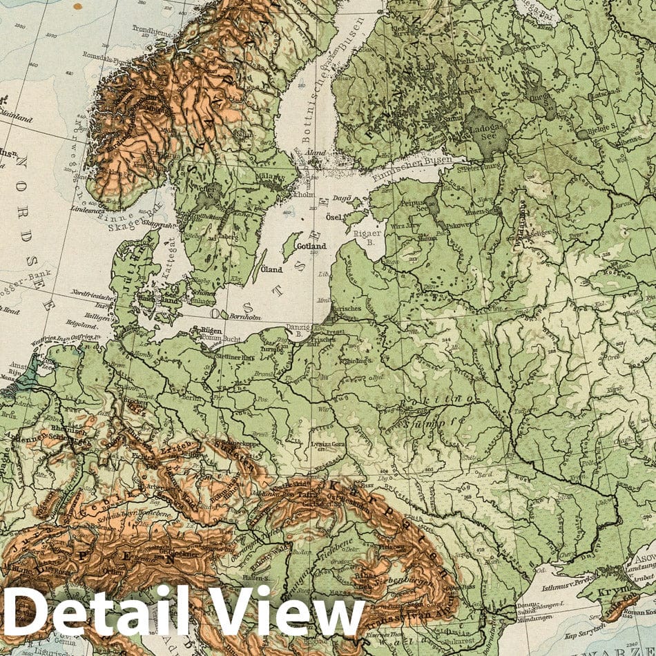 Europe - Nautical Chart, 1899 - Historical Topographic Map Print