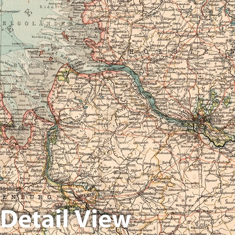 Northwestern Germany - 1899 Historical Map Print - Debes Neuer Handatlas Plate 15