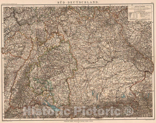 Historic Map : Germany,No. 22: Sud - Deutschland 1899 , Vintage Wall Art