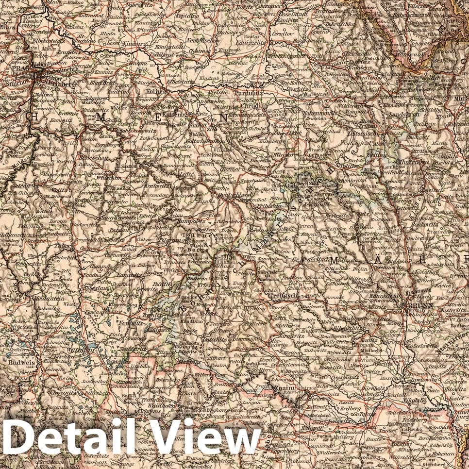 Railroad Map, 1899 - Bohemia, Moravia, Silesia - Historical Atlas Reproduction