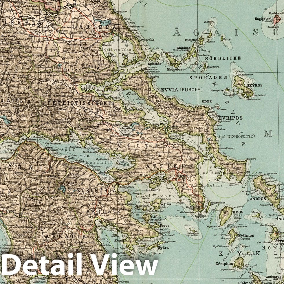 Greece with Insets Isthmus, Attica, Crete, and Lake Kopais - 1898 Historical Map