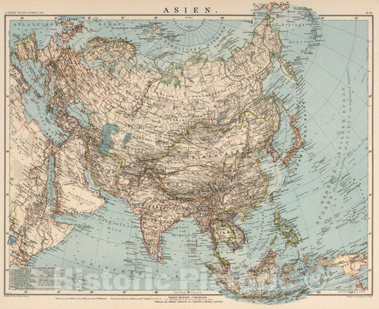 Historic Map : World Atlas Map, No. 38: Asien 1898 - Vintage Wall Art