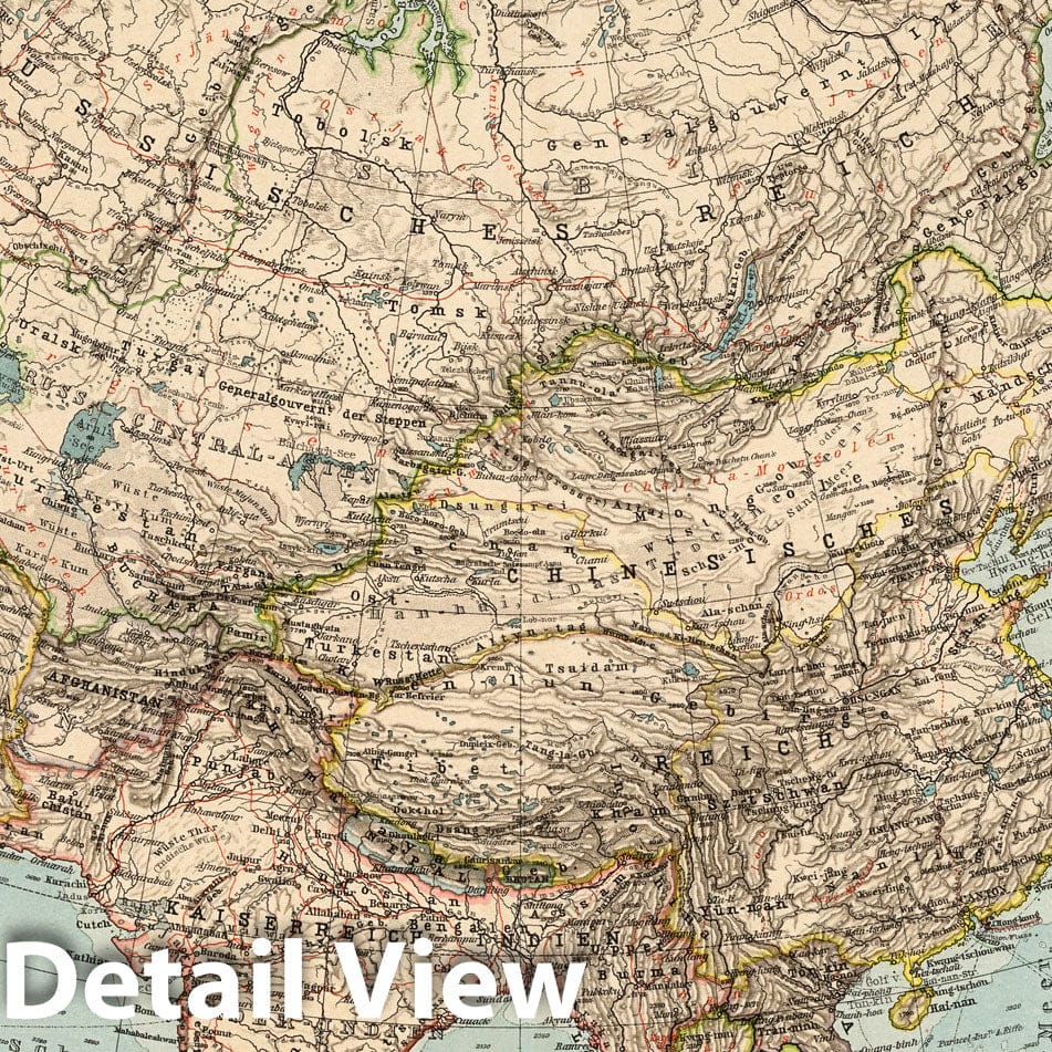 Asia - Nautical Chart, 1898 - Historical Map Print