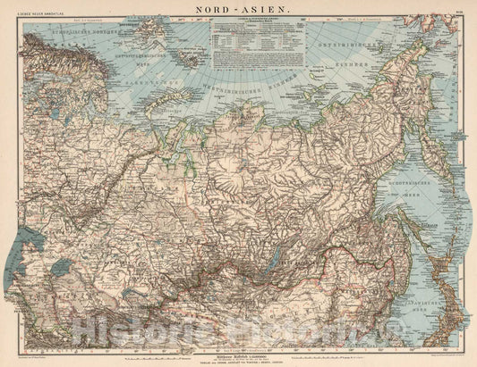 Historic Map : World Atlas Map, No. 39: Nord-Asien 1898 - Vintage Wall Art