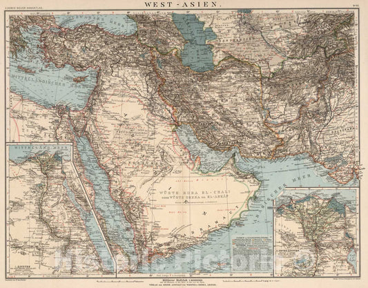 Historic Map : World Atlas Map, No. 40: West-Asien 1898 - Vintage Wall Art