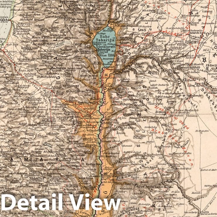 Palestine 1898 Historical Map Print - Plate No. 41 from Neuer Handatlas