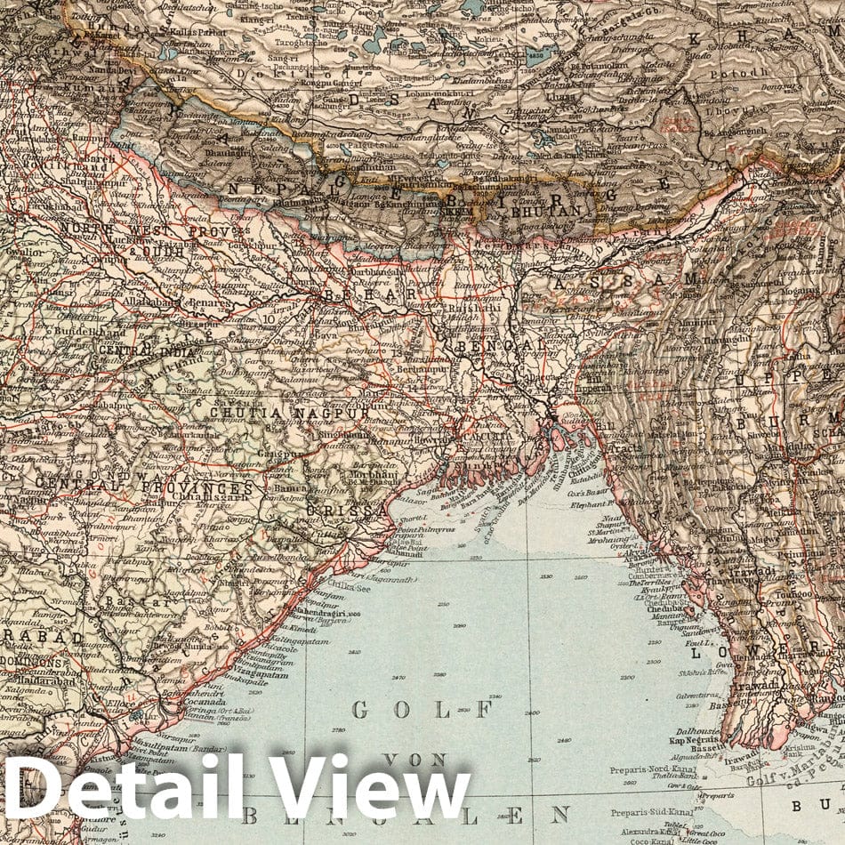 South Asia - Nautical Chart, 1898 - Historical Map Print