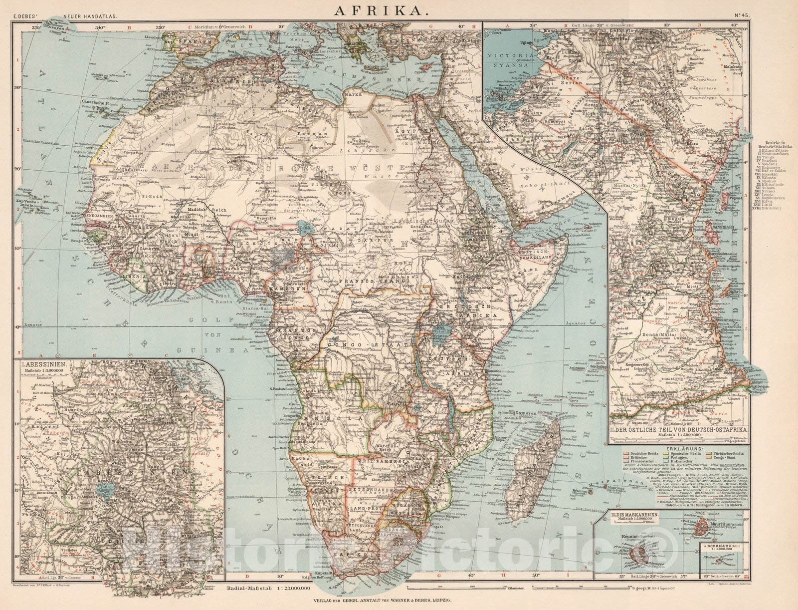 Historic Map : World Atlas Map, No. 45: Afrika 1898 - Vintage Wall Art