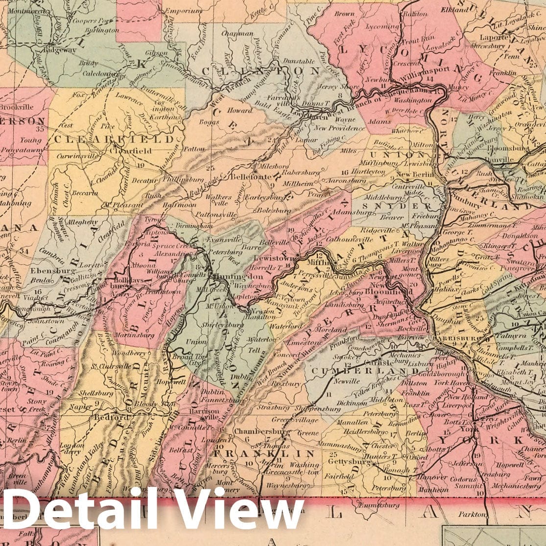 Pennsylvania - Road Map, 1859 - Historical Map Print