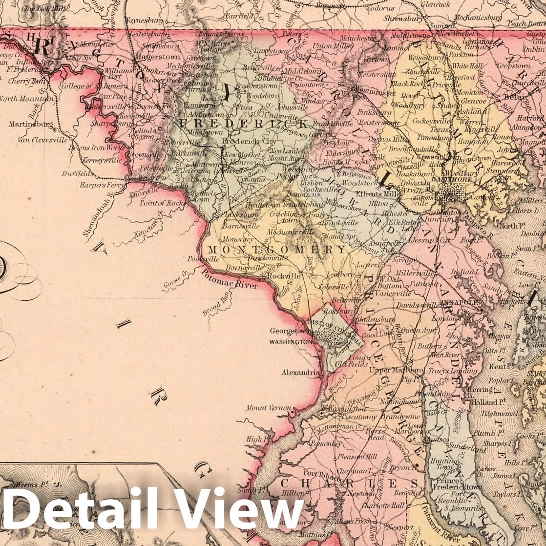Maryland and Delaware - Railroad Map, 1859 - Desilver Atlas Print
