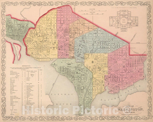 Washington, 1859 - Historical City Plan Map Print