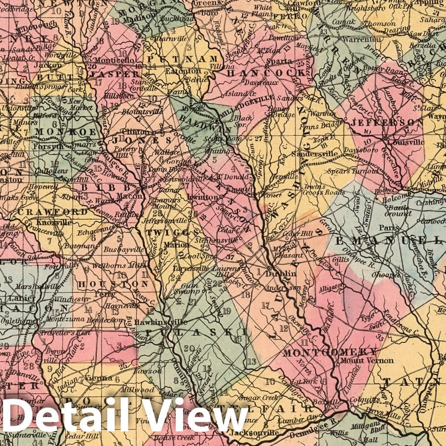 Georgia - Railroad Map, 1859 - Historical Map Print