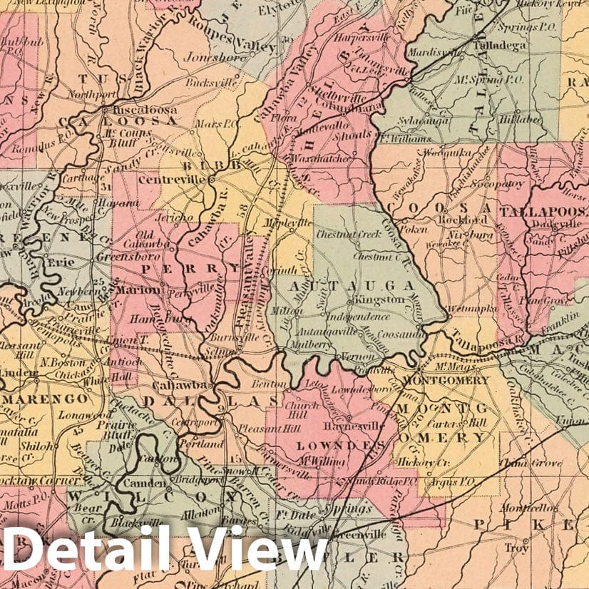 Alabama - Railroad Map, 1856 - Historical Map Print