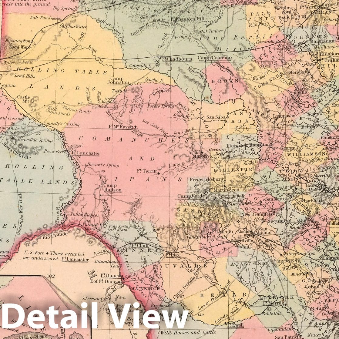 Texas - Railroad Map, 1859 - Historical Map Print