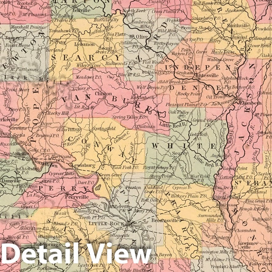 Arkansas - Railroad Map, 1859 - Historical Map Reproduction