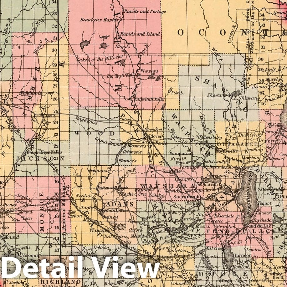 Wisconsin - Railroad Map, 1859 - Historical Map Print