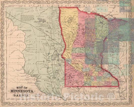 Minnesota and Dakota - Railroad Map, 1859 - Historical Map Print