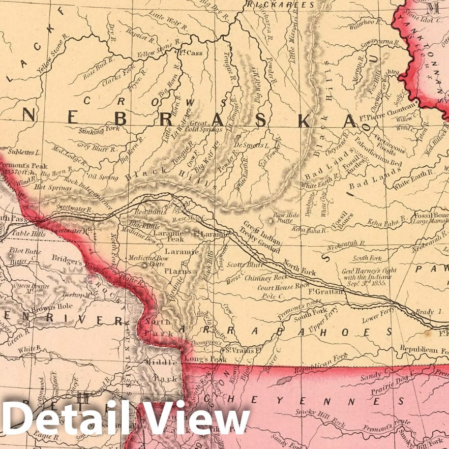 Nebraska, Kansas, New Mexico, and Indian Territories - Railroad Map, 1859