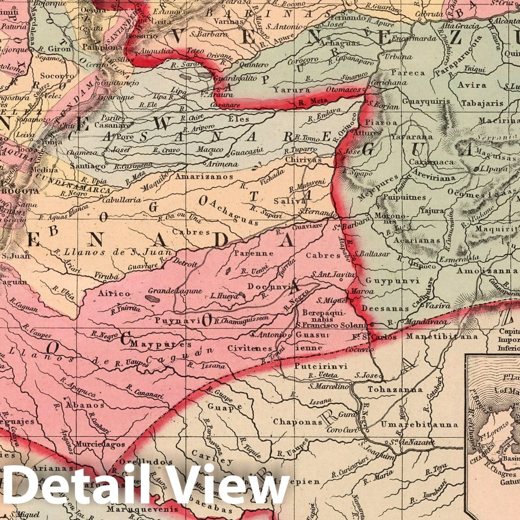Venezuela, Colombia, and Ecuador - Railroad Map, 1859