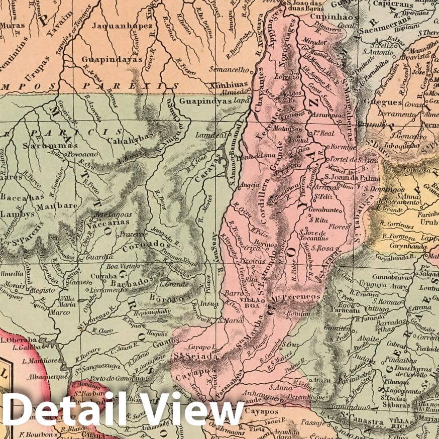 Brazil - Road Map, 1859 - Antique Map Reproduction Print