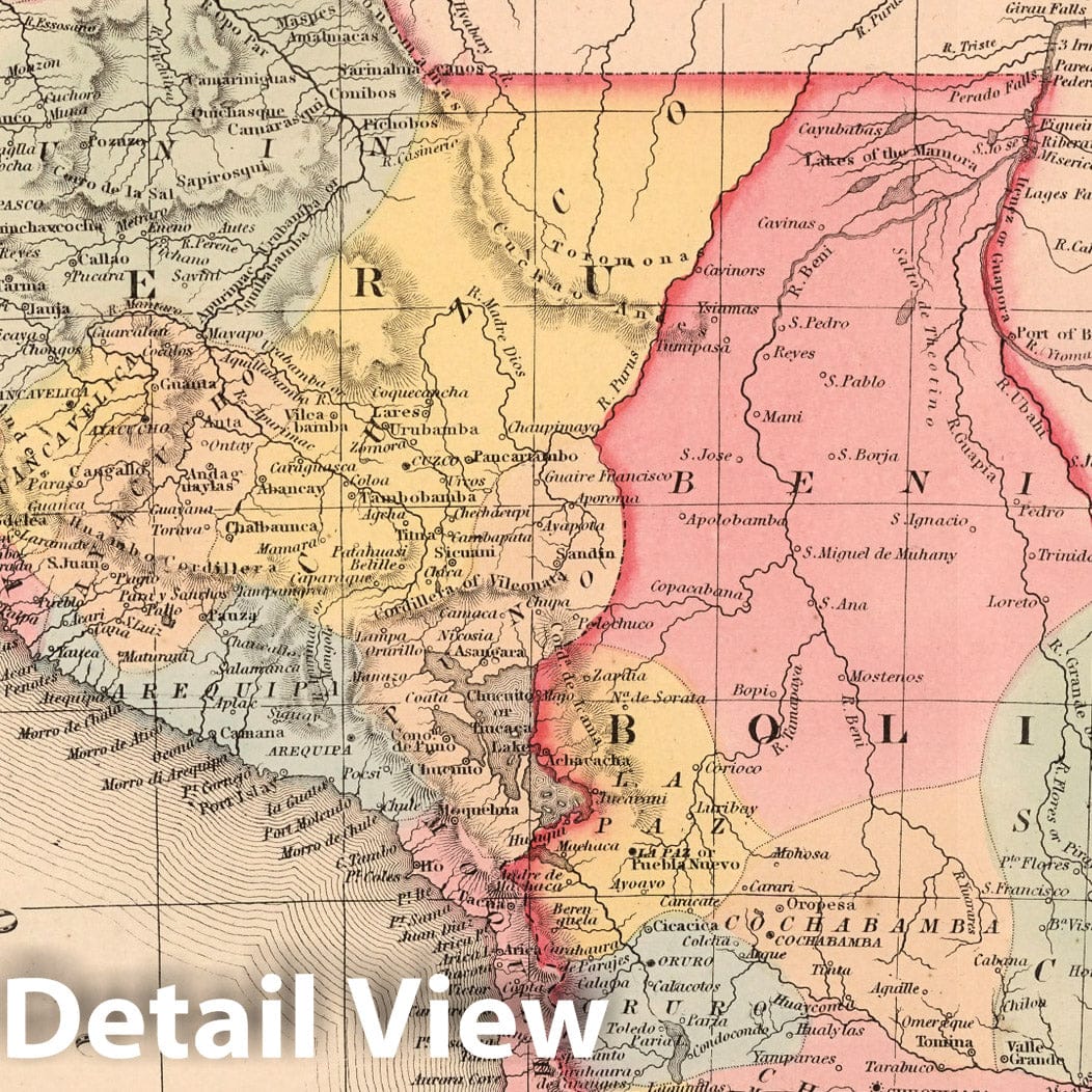 Peru and Bolivia, 1859 - Historical Map Print