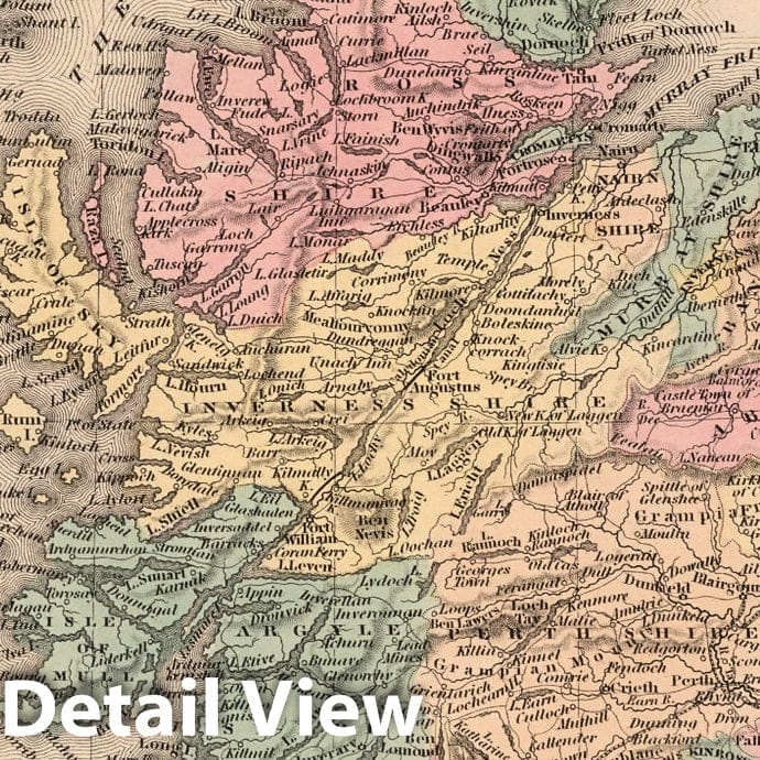 Scotland with Shetland Isles - Railroad Map, 1856 - Historical Map Print