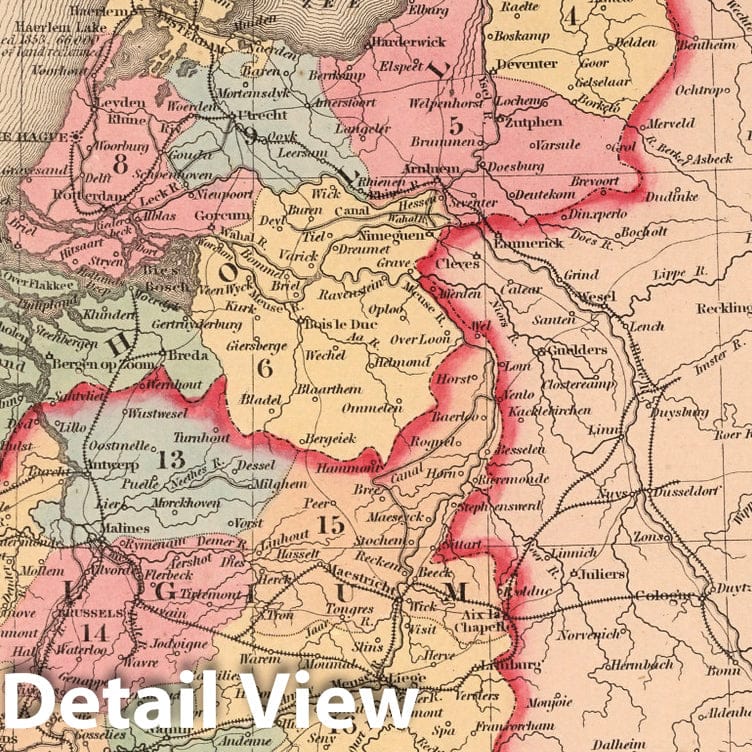 Holland and Belgium - 1856 Historical Map Print
