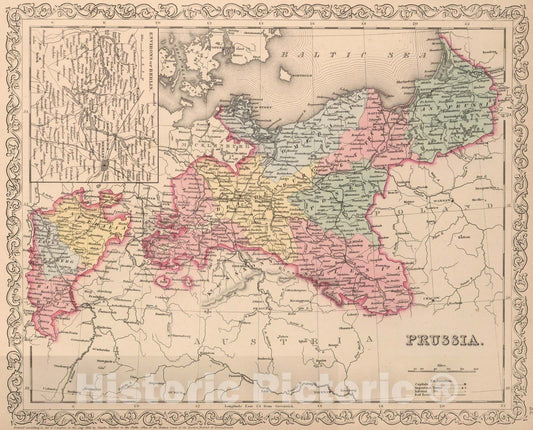 Historic Map : World Atlas Map, Prussia. 57 1856 - Vintage Wall Art