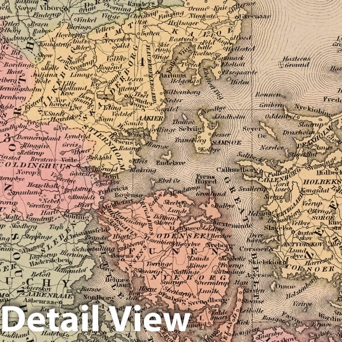 Denmark, 1856 - Historical Map Print from Desilver's Universal Atlas
