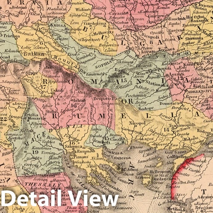 Turkey in Europe with the Ionian Islands, 1856 - Historical Map Print