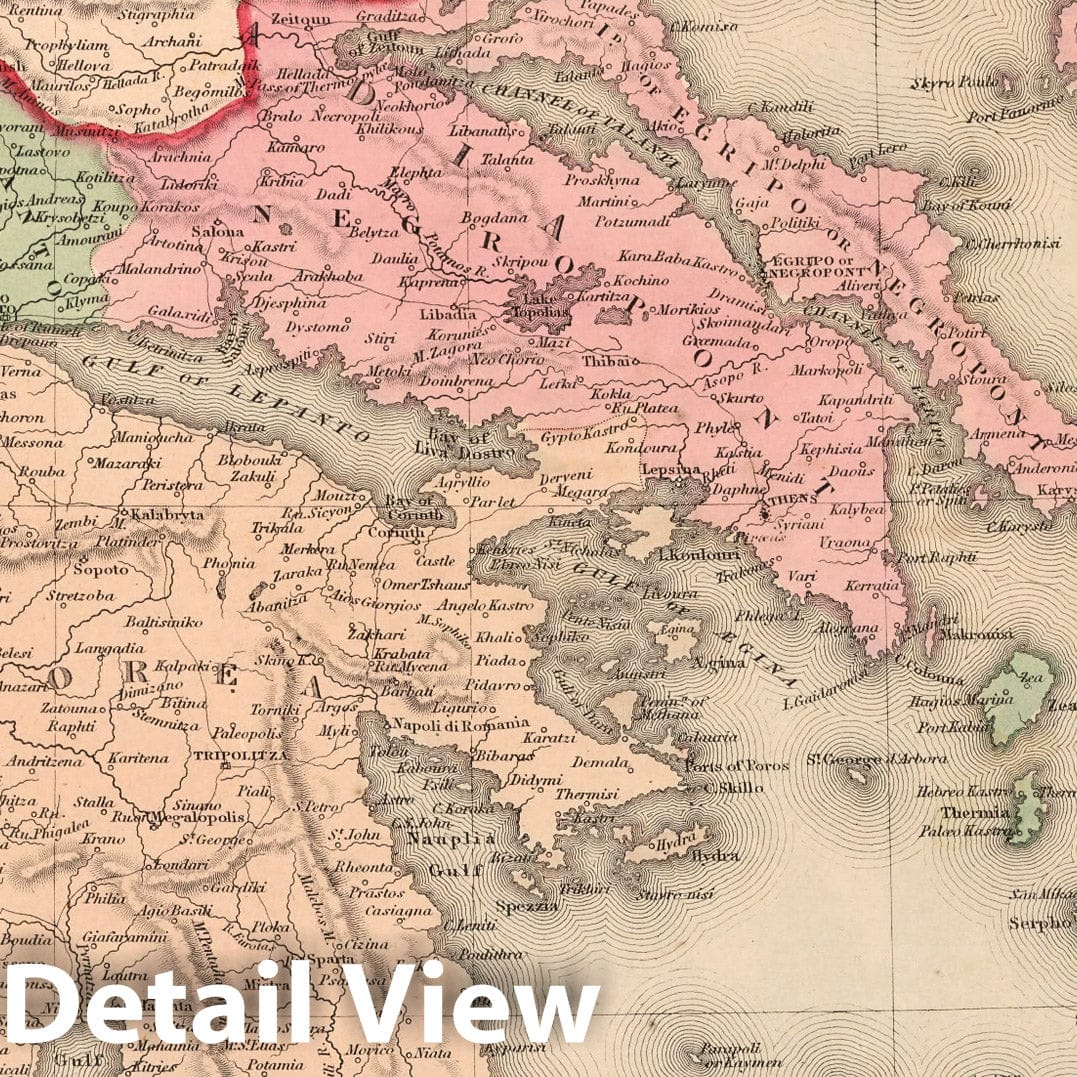 Greece, 1859 - Historical Map Print from Desilver's Universal Atlas