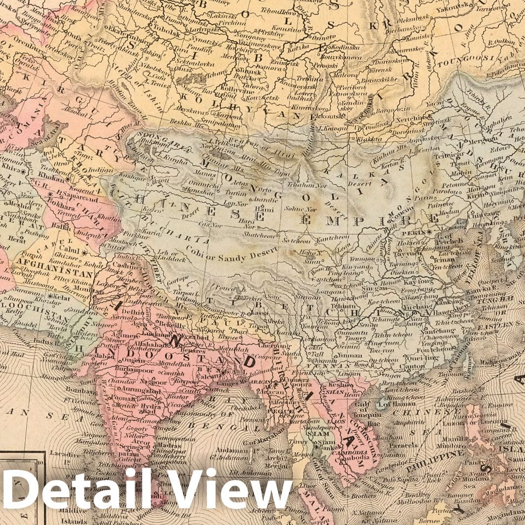 Asia, 1859 - Historical Map Print from Desilver's Universal Atlas