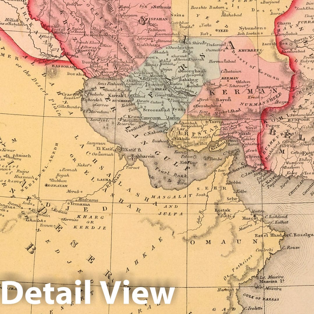 Iran and Saudi Arabia, 1858 - Historical Map Print