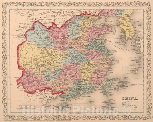 Historic Map : World Atlas Map, China. 73 1859 - Vintage Wall Art