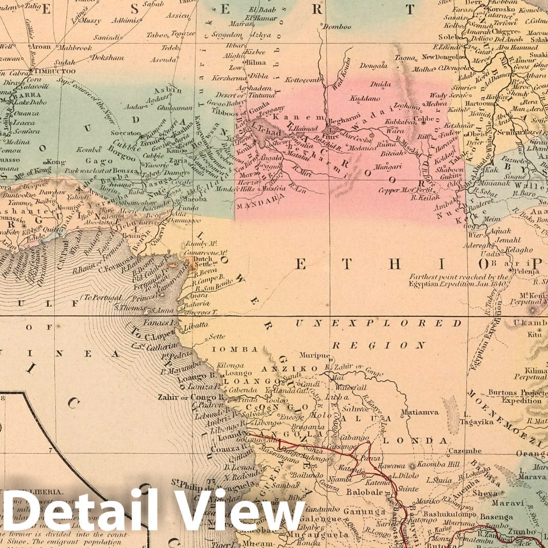 Africa with Liberia, 1859 - Historical Map Print