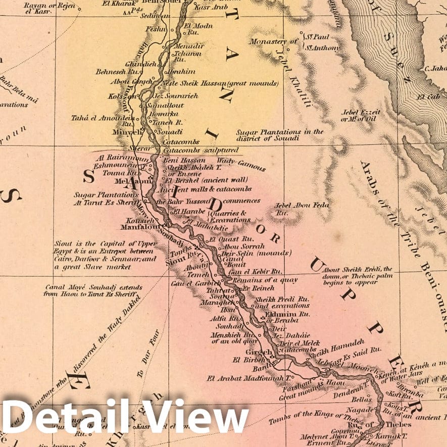 Egypt and Nubia, 1859 - Hand-Colored Historical Map Print