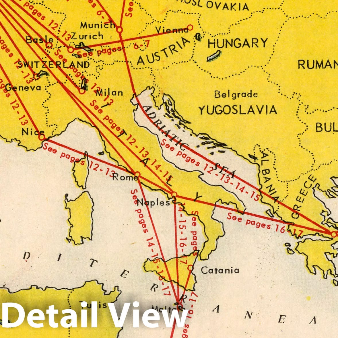 BEA - World Airline Routes, 1954 - Historical Airline Map Print