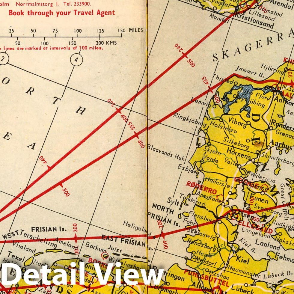 British European Airways - World Airline Routes, 1954 - Historical Map Print