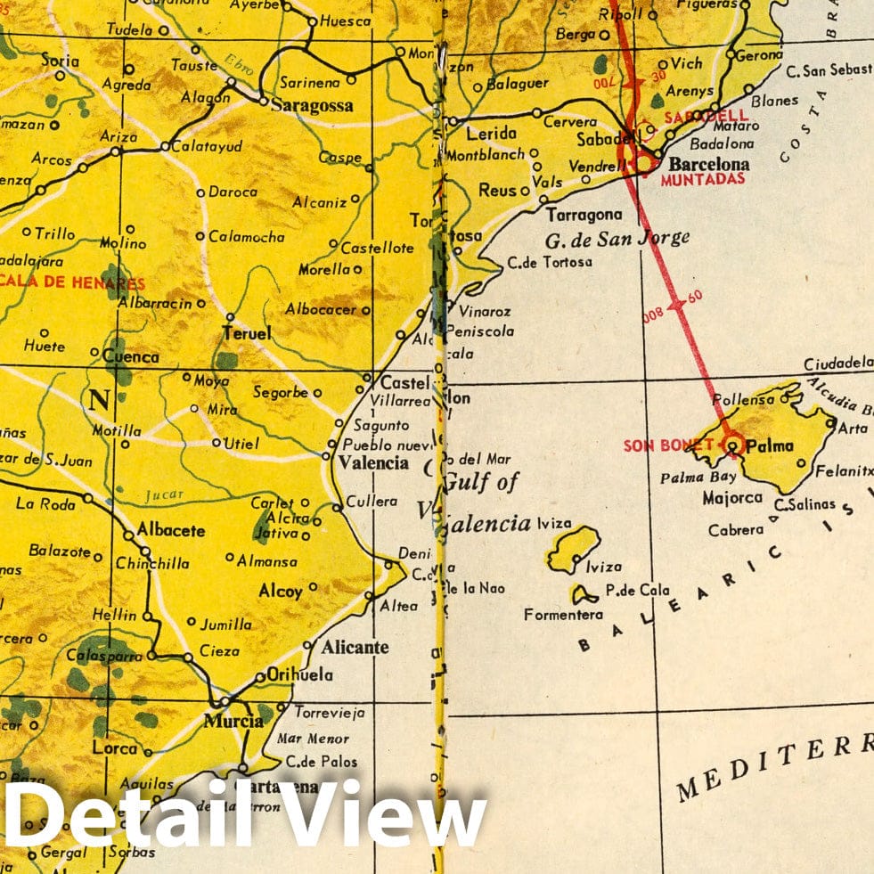 BEA - World Airline Routes, 1954 - Vintage Airline Map Print
