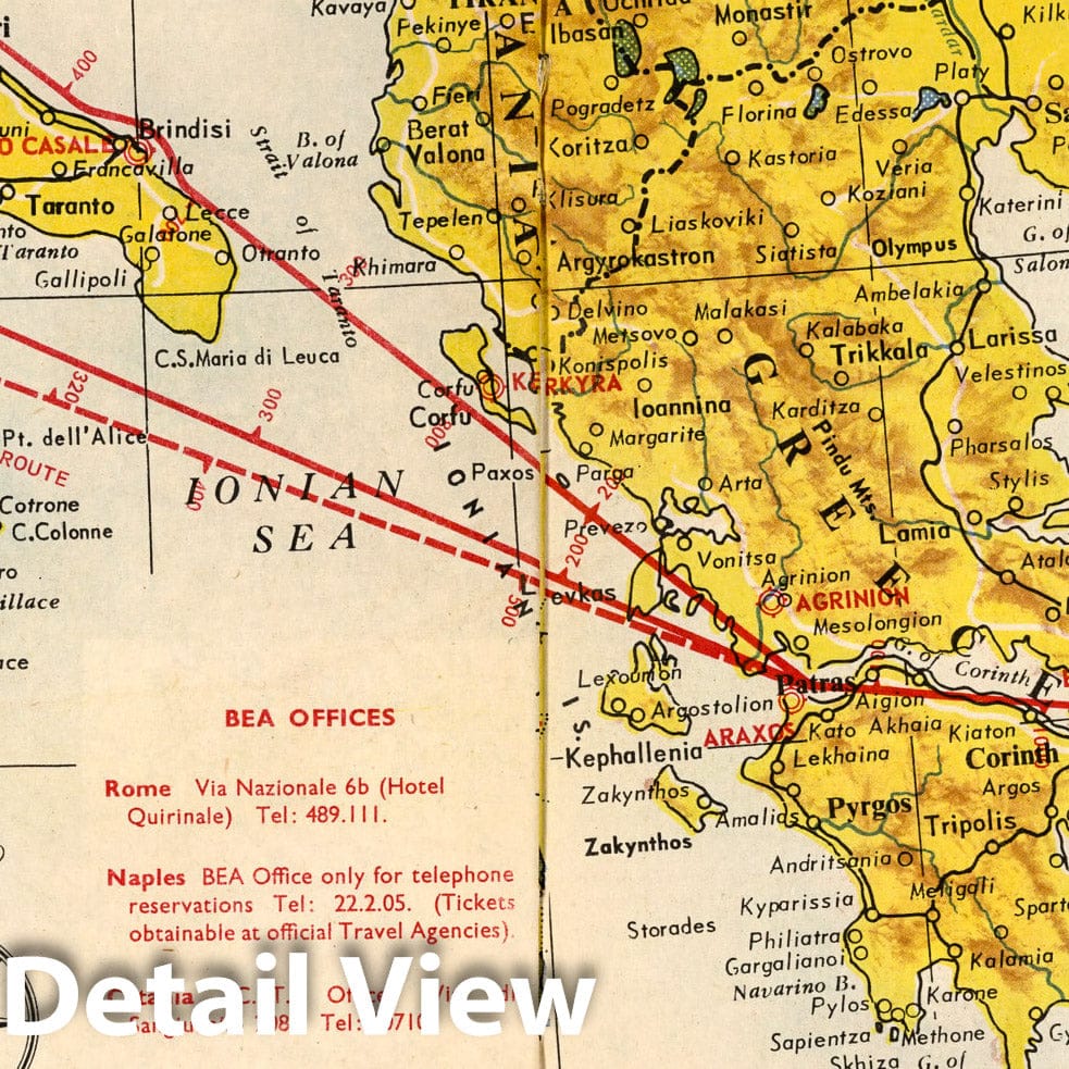 BEA - World Airline Routes, 1954 - Vintage Airline Map Print