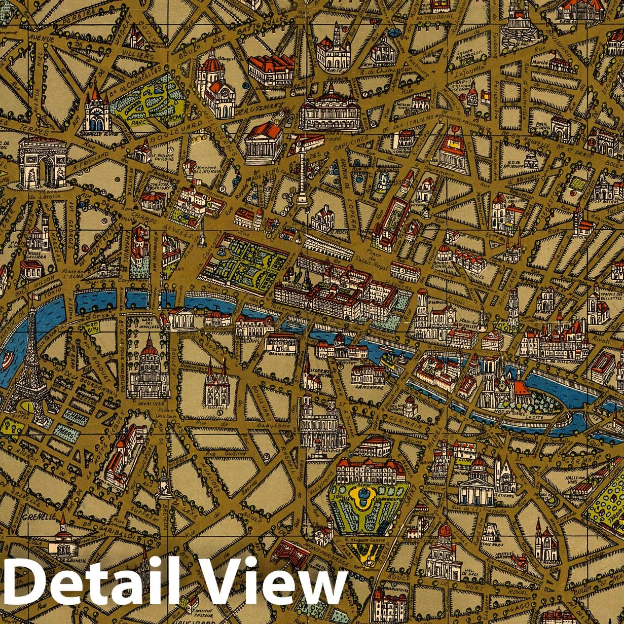 Paris, France - Pictorial Map, 1927 by Ilonka Karasz